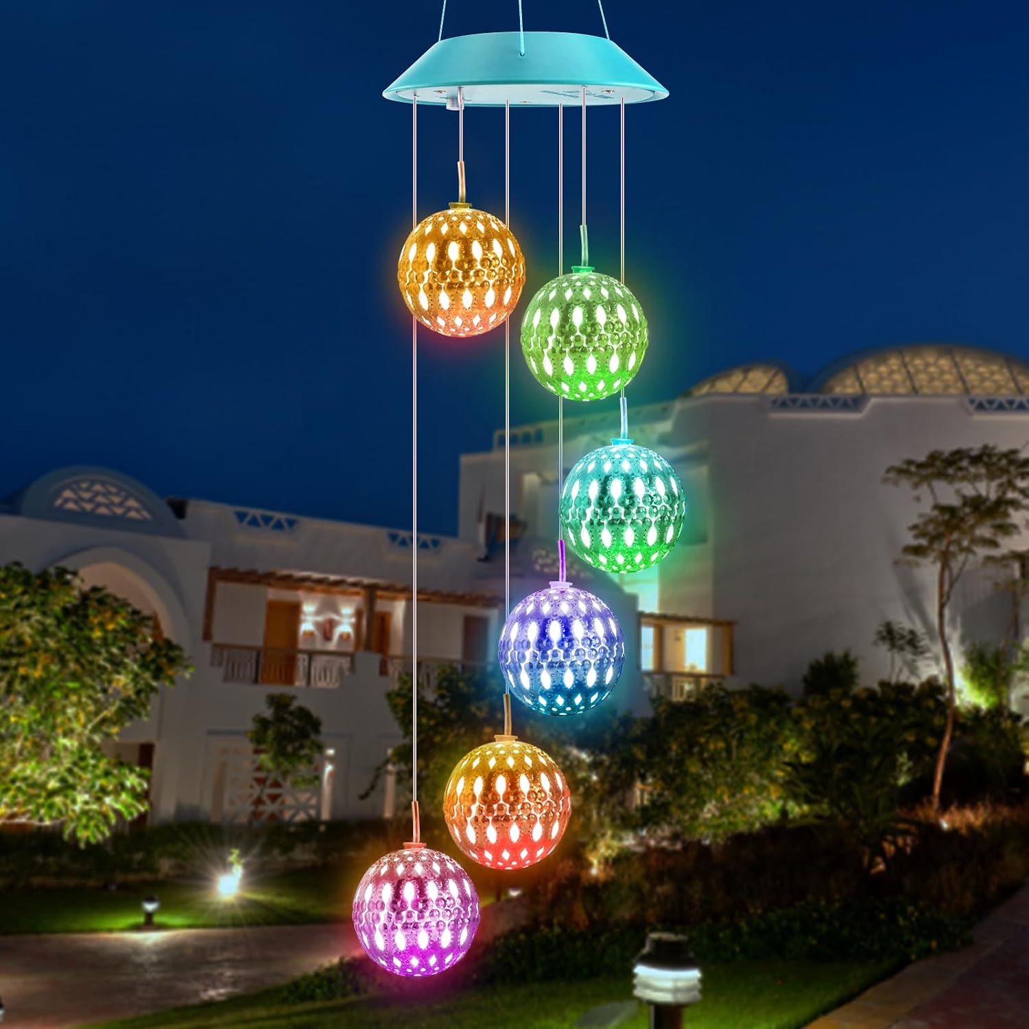 Detalle de Toodour S6-WC18-P Solar Wind Chime with Color-Changing LED Balls