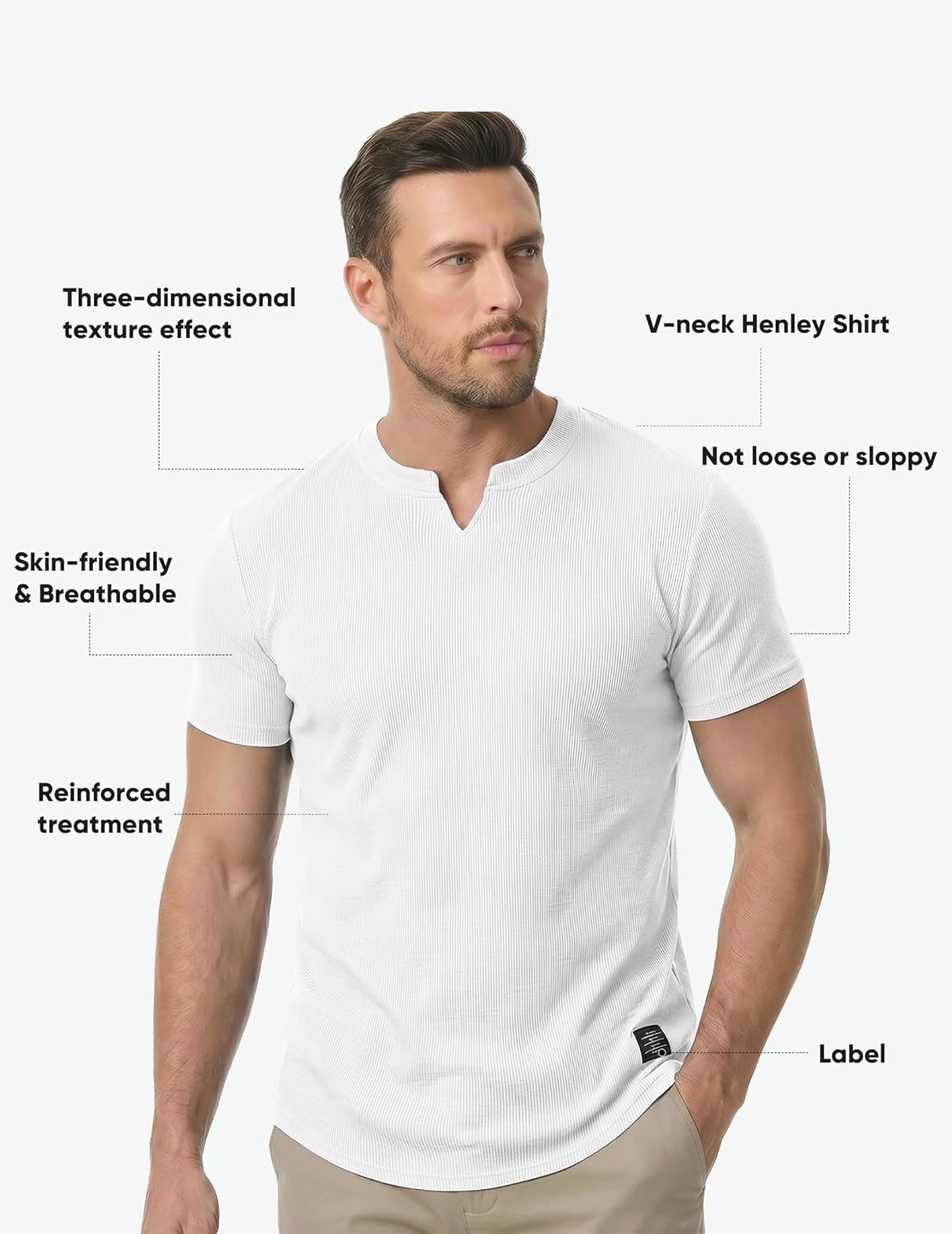 Detalle 2 de JMIERR Mens Muscle Slim V Neck 1pc