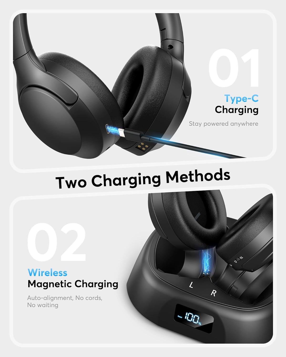 Thumbnail 3 de Doohoeek Wireless TV Headphones (AC141) with Bluetooth 5.3, Charging Dock & Digital Display