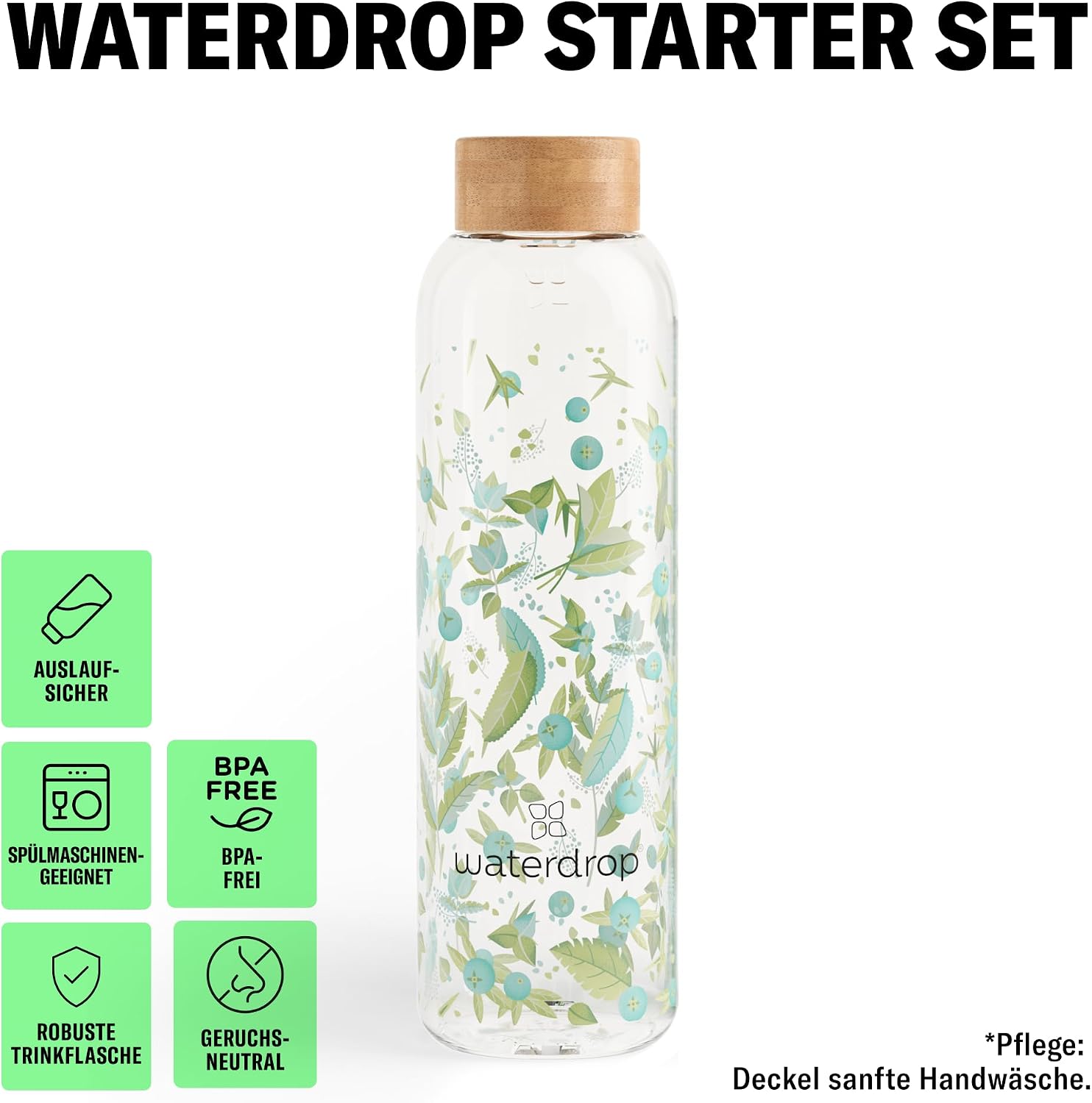 Thumbnail 4 de waterdrop Flasche Glas 600 ml mit Drops