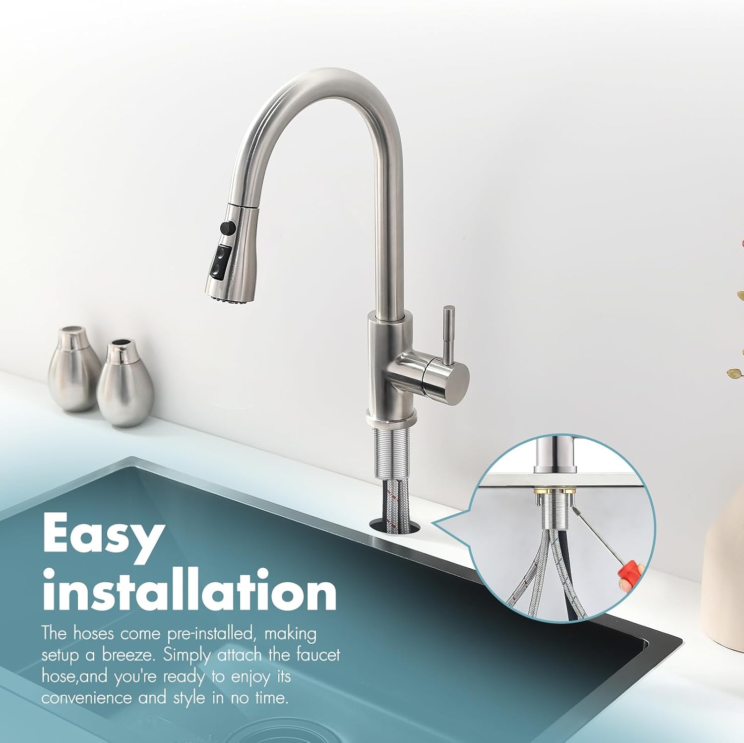 Detalle de GIMILI Kitchen Faucet Pull Down Sprayer 14.5