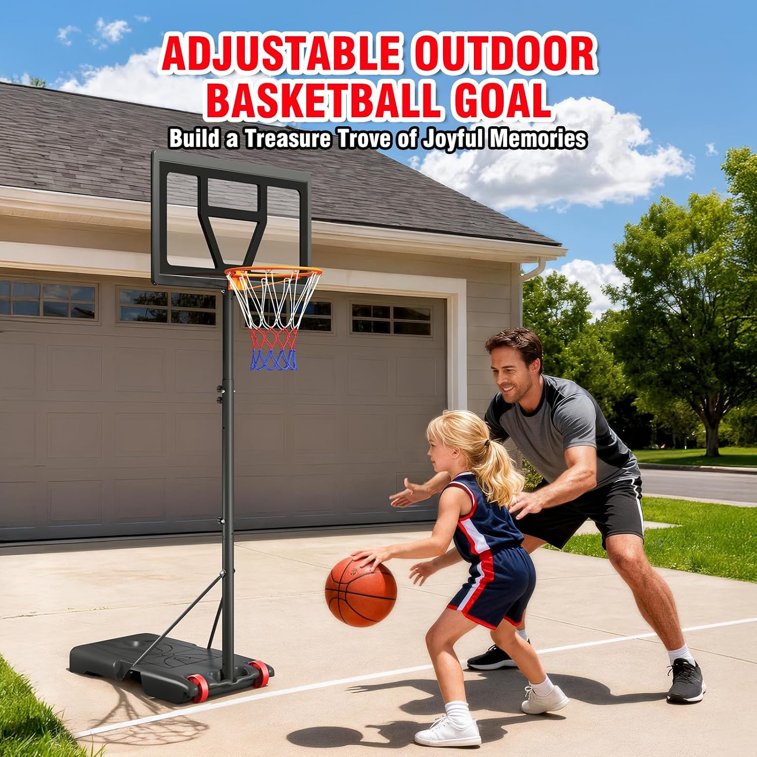 Detalle de Yohood Kids Basketball Hoop Portable Adjustable Goal, 3–7 ft