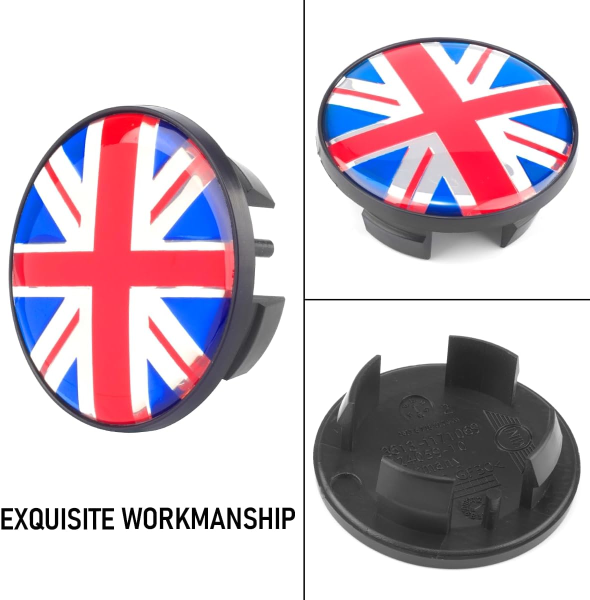 Thumbnail 6 de RhinoTuning 4 Pcs 55mm Wheel Centre Caps with Union Jack Styling for Mini Cooper