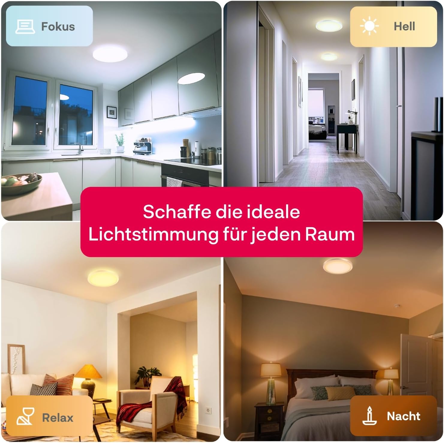 Detalle de innr Smart LED Deckenlampe 30 cm – Zigbee, dimmbar, 2250 Lumen, warm bis kaltweiß