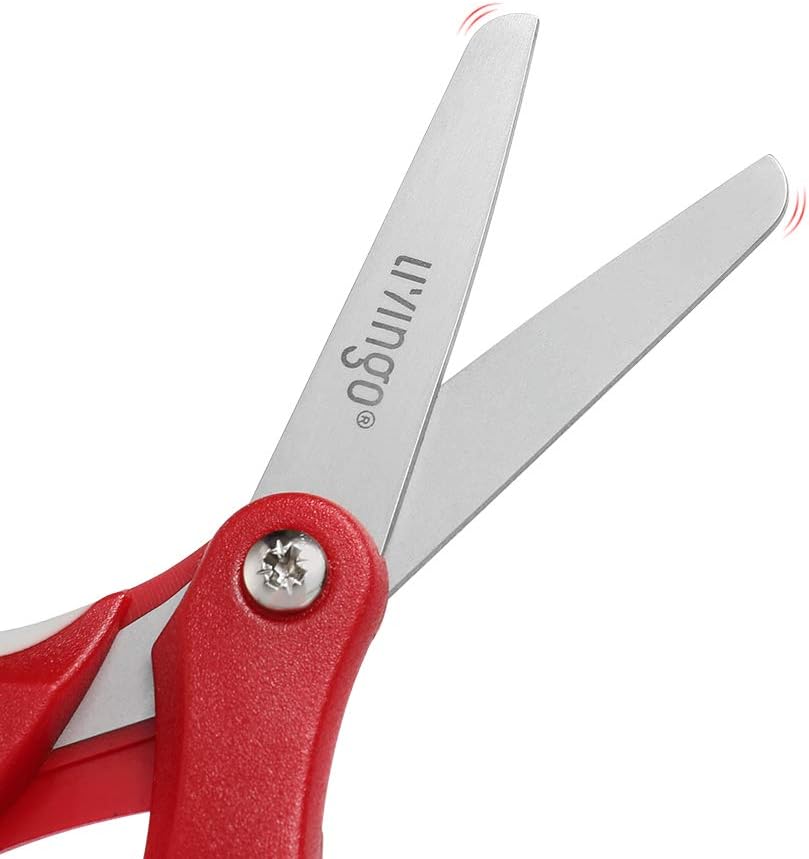 Detalle de LIVINGO Kinderschere – 13 cm, links-/rechtsgängige Sicherheits-Schere, stumpfe Spitze, 3 Stück