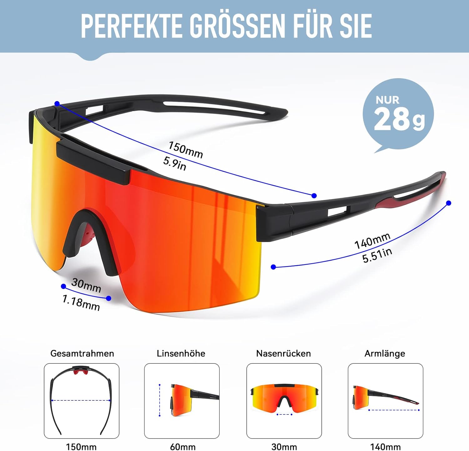 Detalle 2 de suoso Sportbrille mit UV400 für Sport