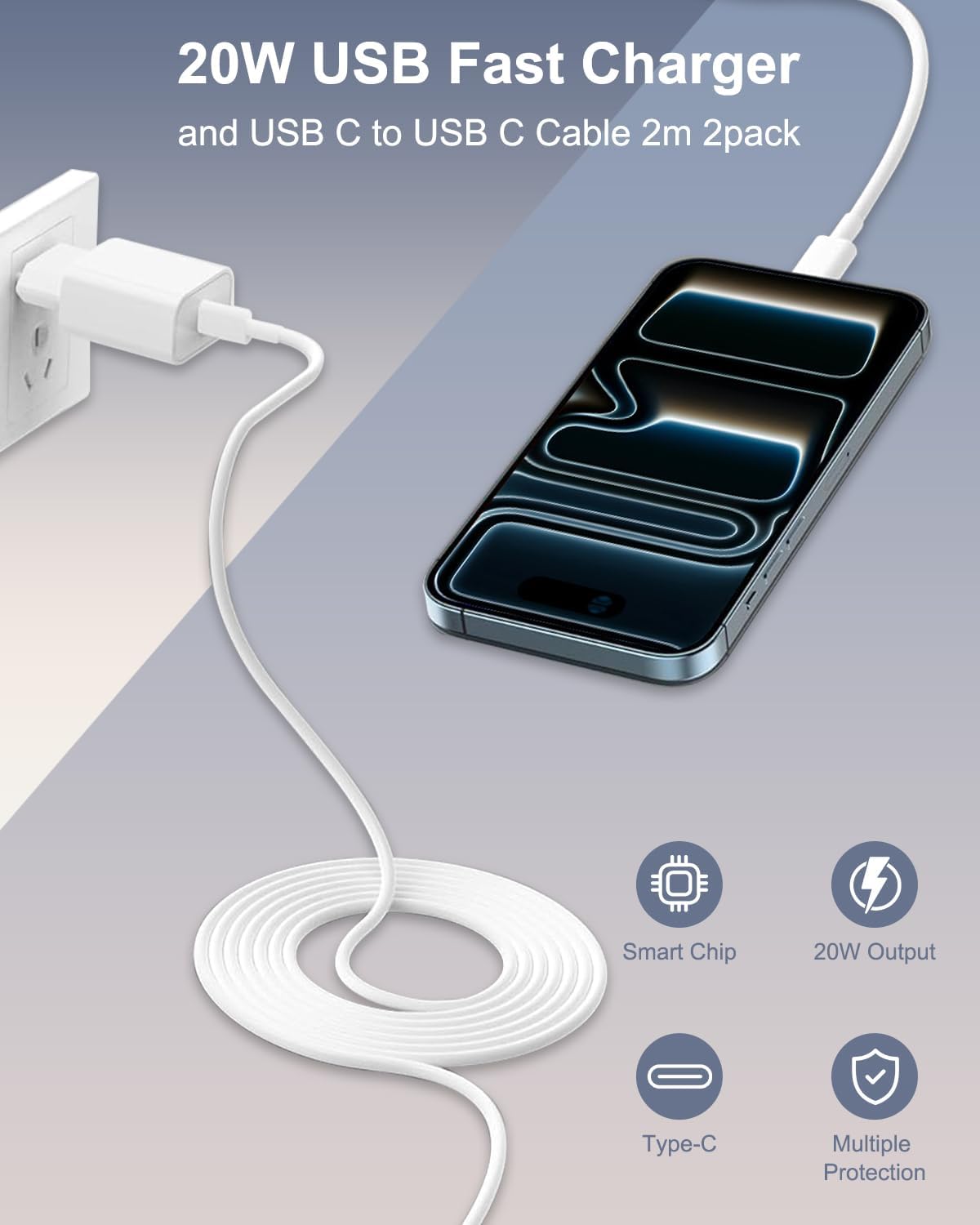 Thumbnail 1 de Cargador 20W USB‑C 2Pack con cable 2 m