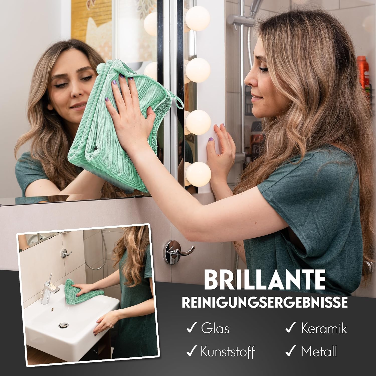Detalle de NATARO® Fast Dry it. Premium Trockentuch – 2er Set, 40x50 cm, fusselfrei und kratzfrei