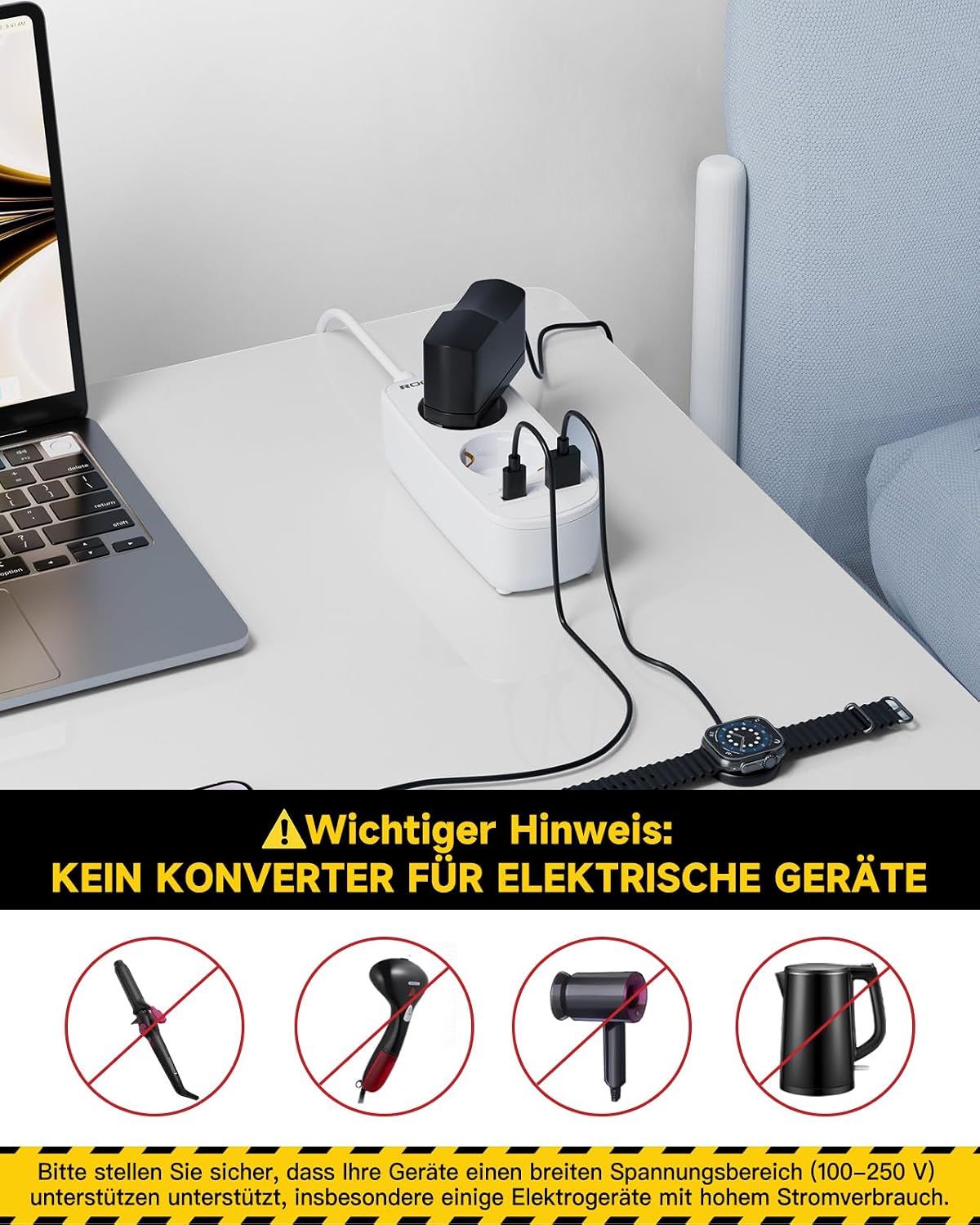 Detalle de Reiseadapter Brasilien mit USB-C – 7-in-1 Typ N Steckeradapter für Brasilien und Südatlantik-Regionen