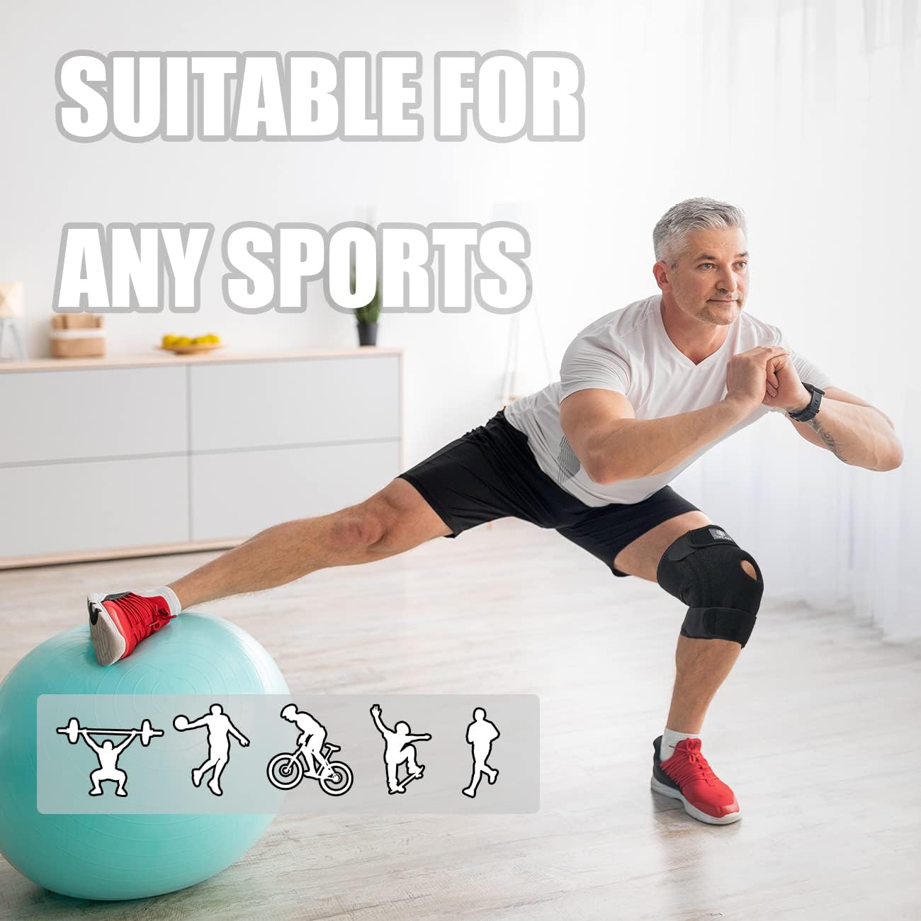 Thumbnail 6 de MAYKI Knee Support Men 1 PCS: Adjustable, Breathable Brace with Patella Gel Pad for Everyday Pain Relief