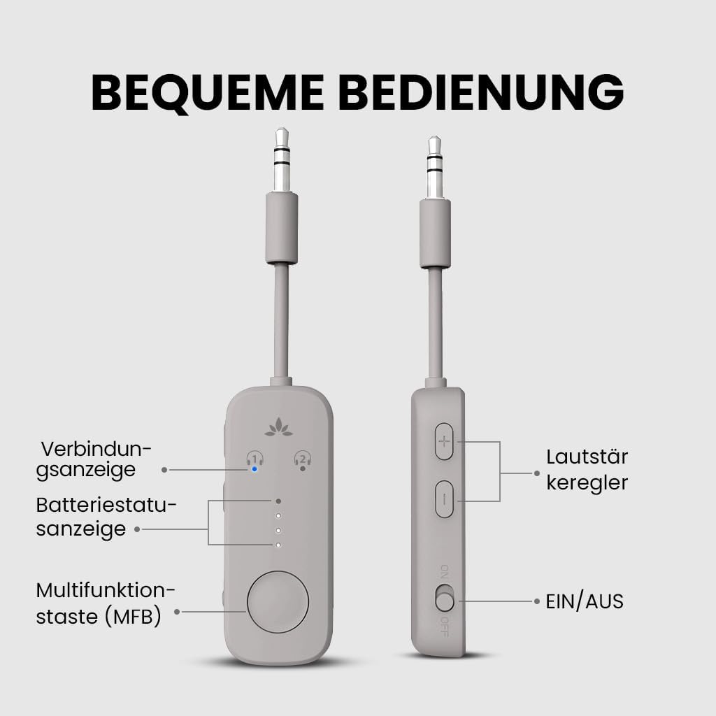 Thumbnail 5 de Avantree Relay Bluetooth 5.3 Adapter für Flugzeug mit 3,5-mm AUX und aptX Adaptive – für 2 AirPods oder Kopfhörer