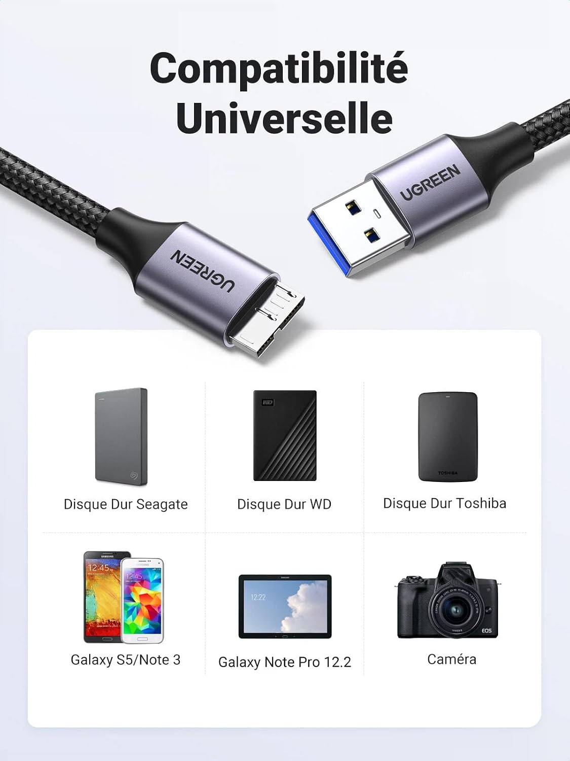 Thumbnail 5 de UGREEN Câble USB 3.0 Mâle A vers Micro B