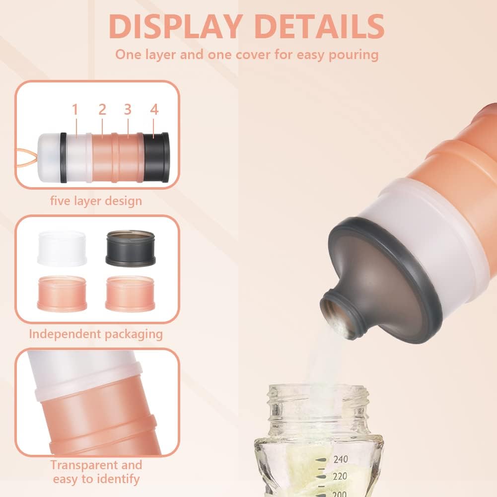 Thumbnail 3 de Vicloon Dosatore per Latte in Polvere a 4 Scomparti: pratico dispenser per viaggio e snack, grigio/rosa