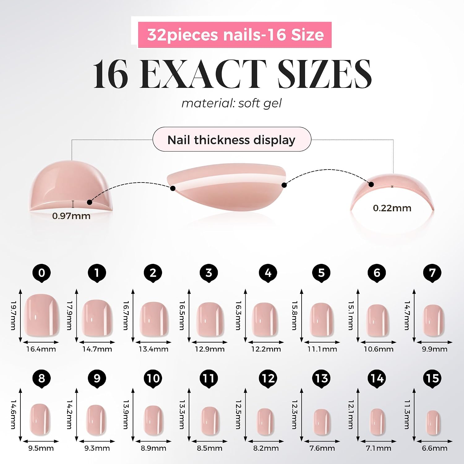Detalle 2 de UNA GELLA Press-On Nails 32-Piece Set