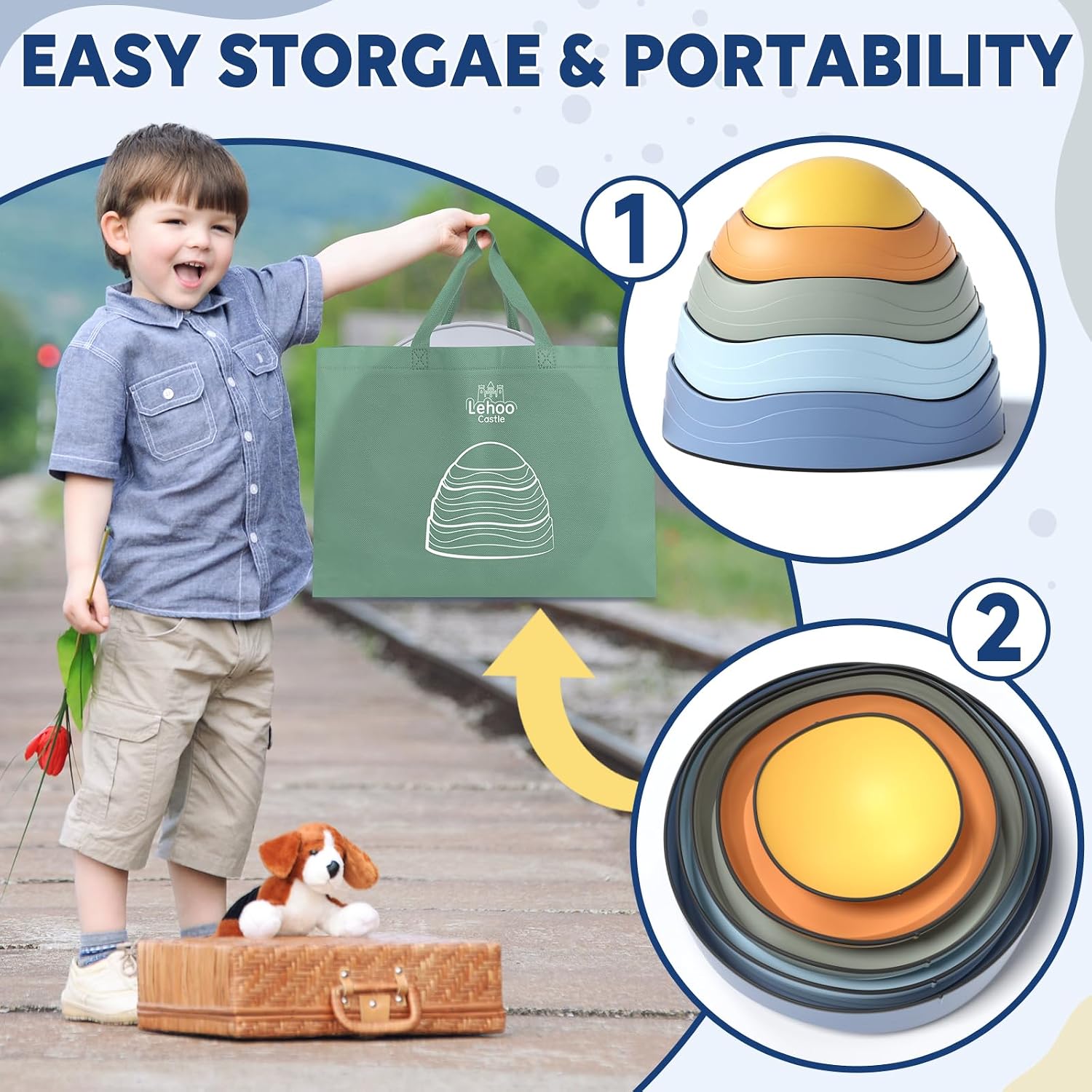 Detalle 2 de Lehoo Castle Stepping Stones for Kids (Age 3–5) – sensory balance stepping stones
