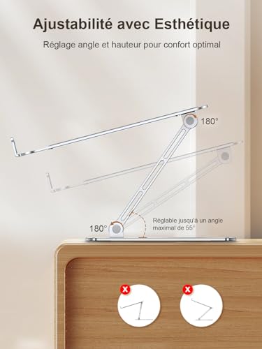 Thumbnail 3 de CIRYCASE Support Ordinateur Portable – Rehausseur aluminium avec unique pilier et ventilation optimisée