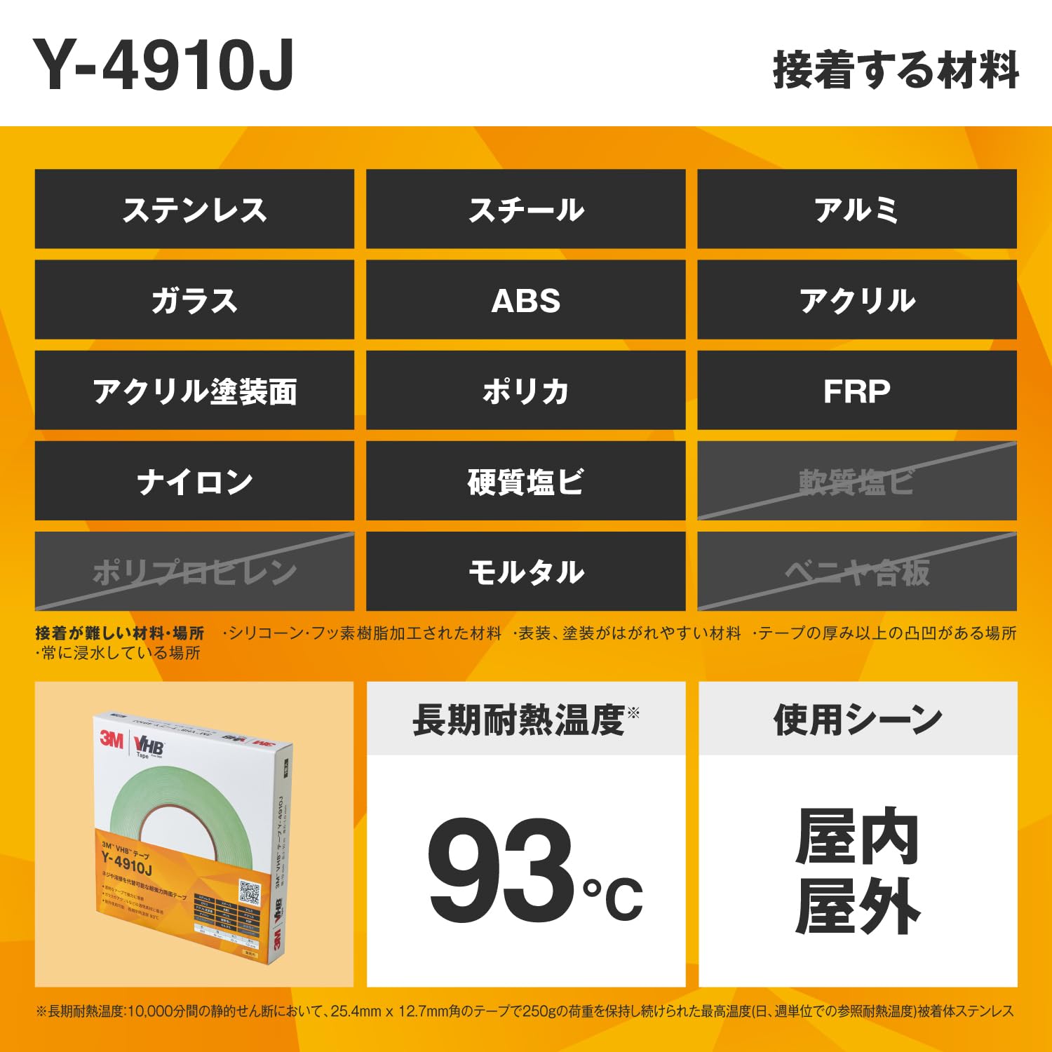 Thumbnail 6 de スリーエム(3M) Y-4910J VHB ガラス用透明両面テープ 幅12 mm・長さ10 m・厚み1 mm