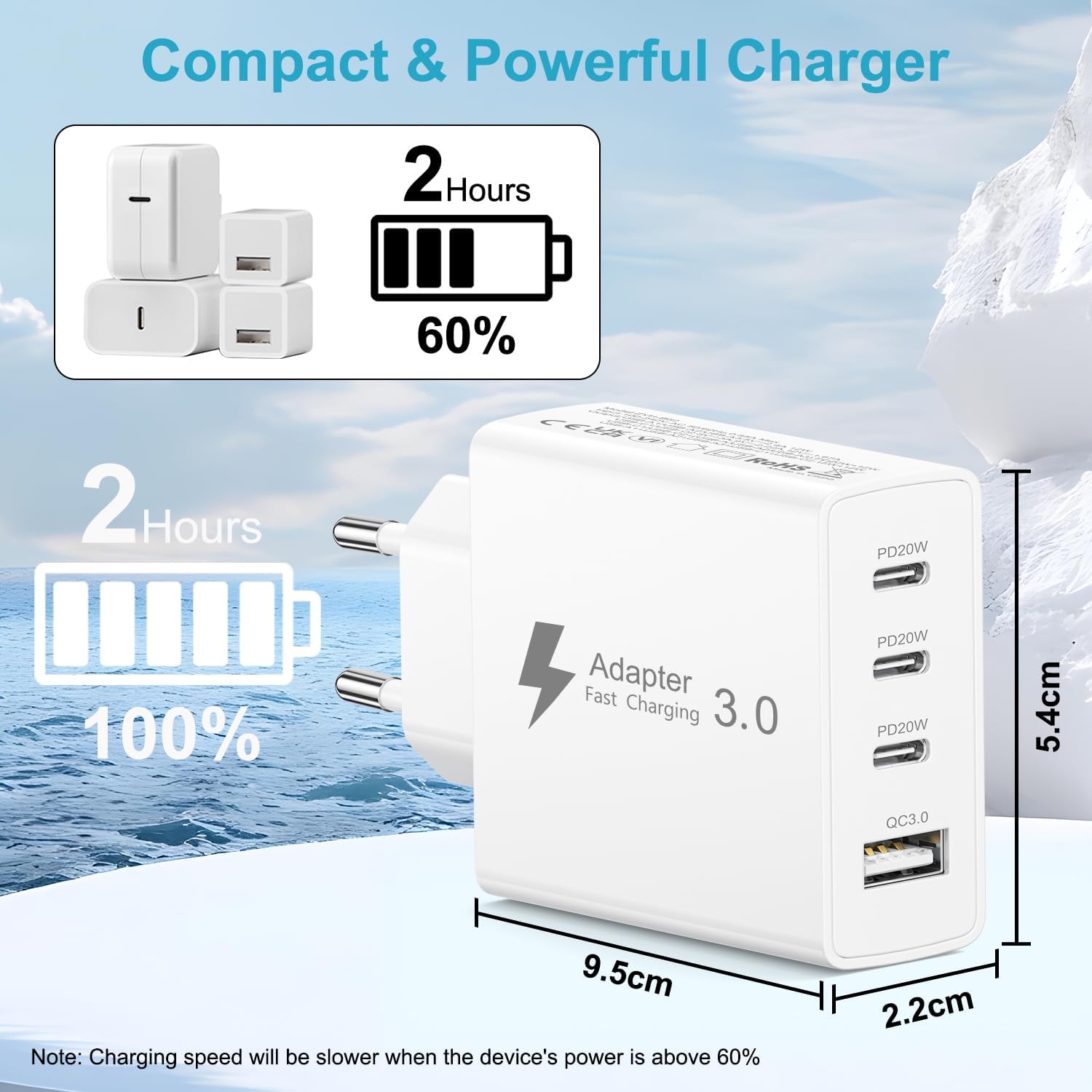 Thumbnail 5 de EU Travel Adapter Charger 50W with 3 USB-C and 1 USB-A – Fast EU Plug Charger