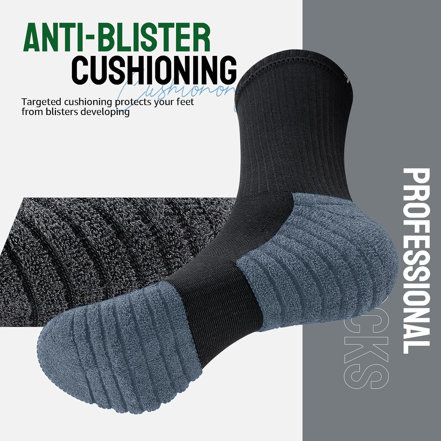Thumbnail 2 de Alaplus Men's Hiking Socks Breathable Cotton Crew – Multipack (5/6 Pairs)