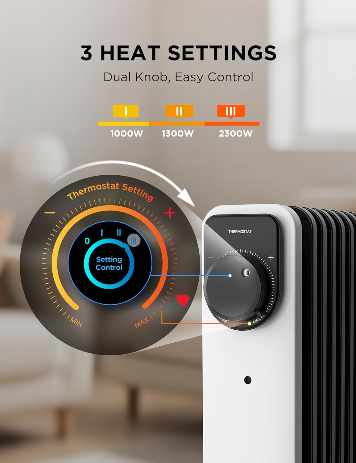 Detalle de Midea Oil Filled Radiator 2300W, 11‑fin heater 🏠