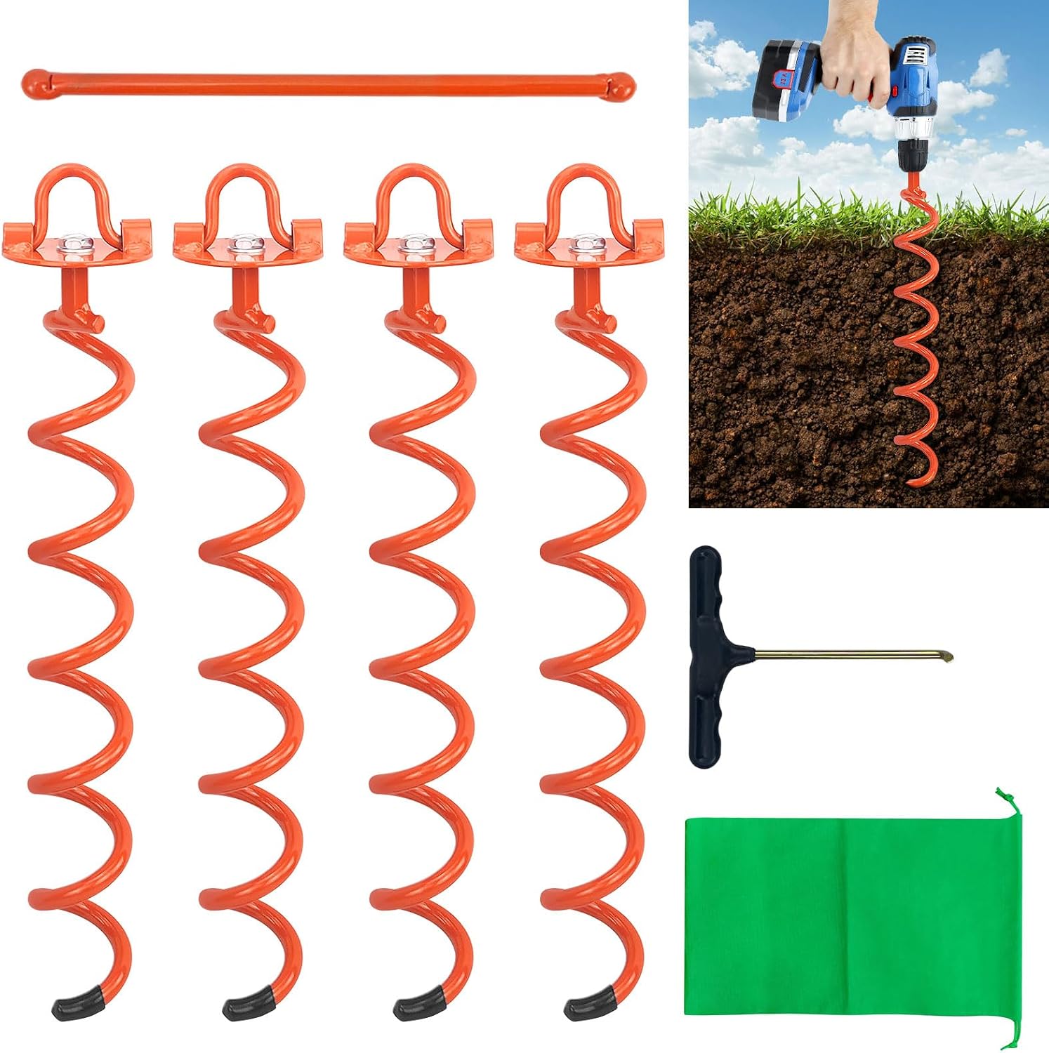 Detalle de MIXXIDEA Ground Anchor, 17.5-Inch