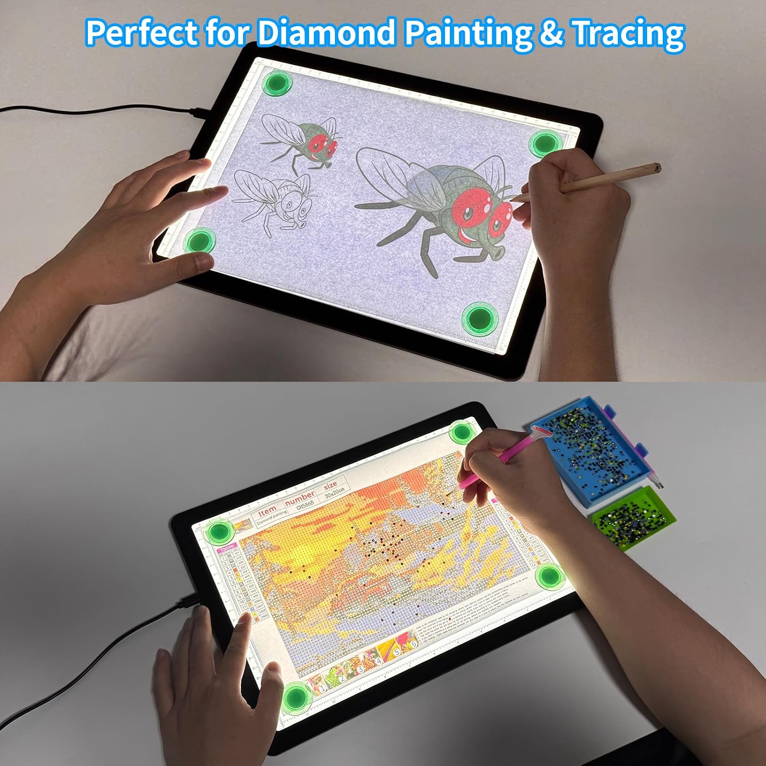 Detalle de Phylosal Magnetic A4 Light Pad: Bright, Magnetic, Practical for Tracing and Diamond Art