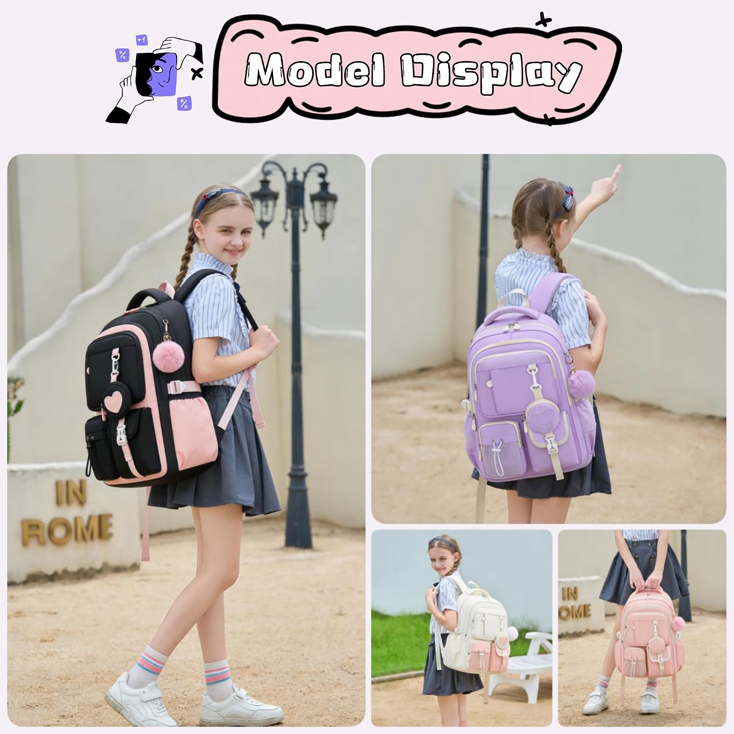 Thumbnail 6 de GRUOTEIS Kids Backpack for Girls: Practical, comfortable and multi-pocket school bag
