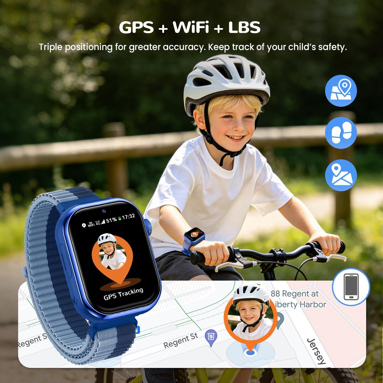 Thumbnail 2 de Smartwatch Kinder mit GPS und Telefon – AIMIUVEI Kinderuhr in Blau