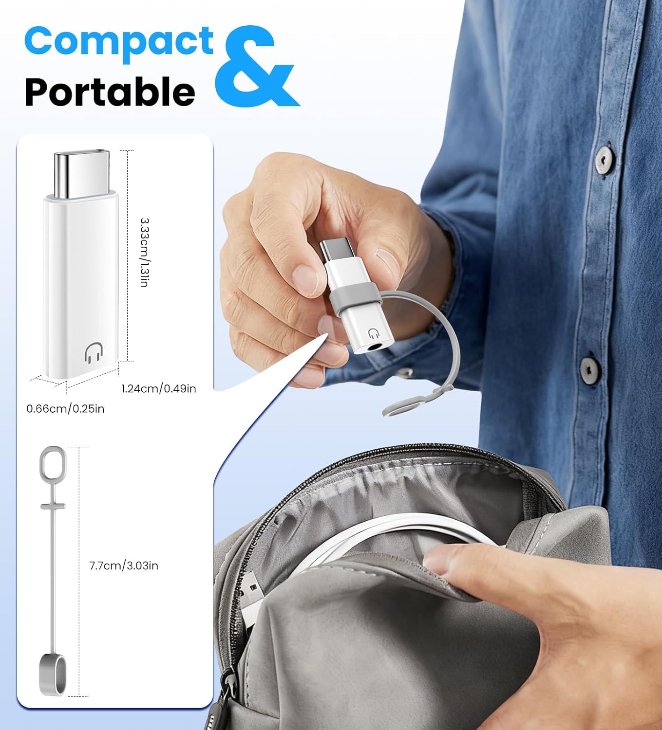 Detalle de TiMOVO Adattatore USB-C a cuffie da 3,5 mm con DAC integrato – bianco