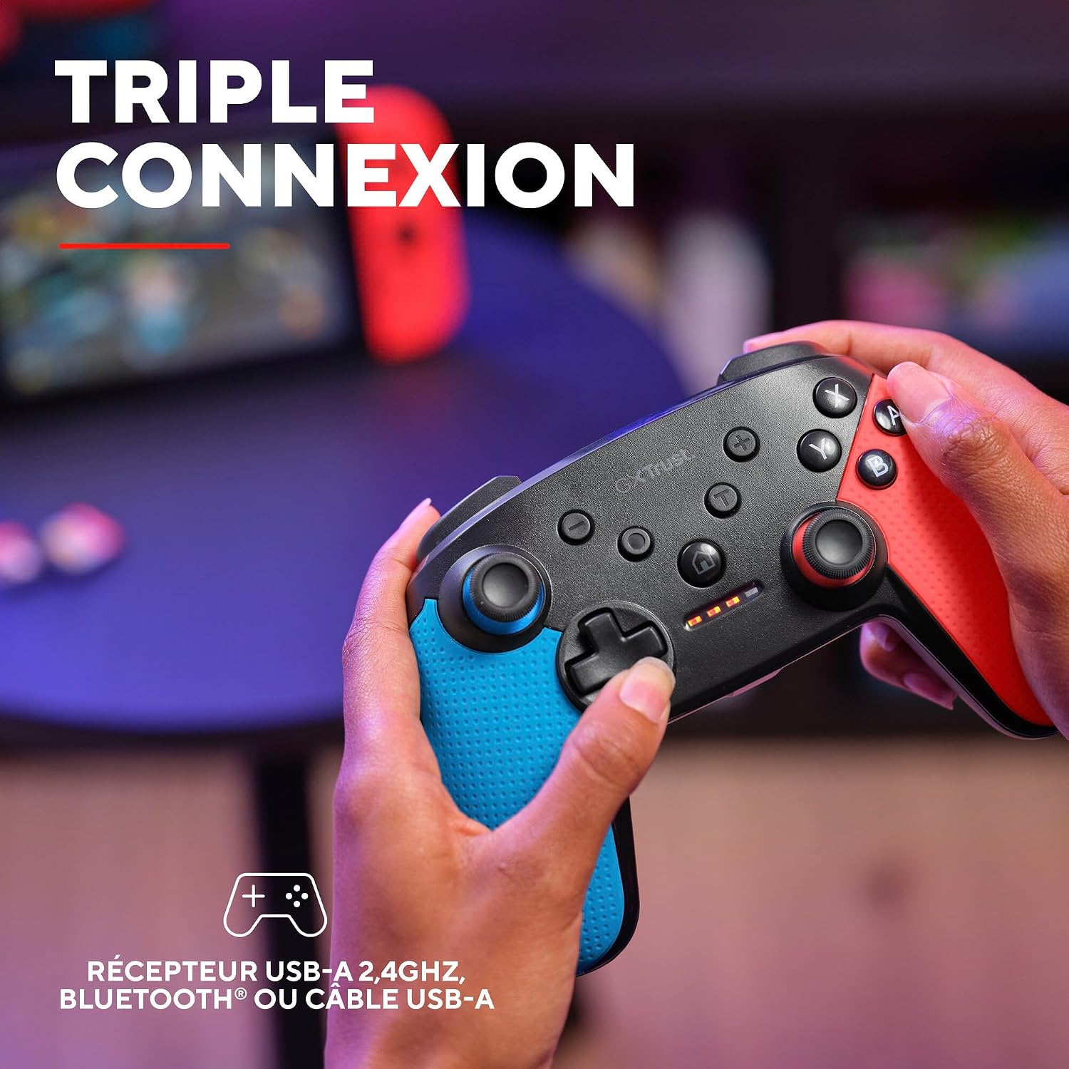 Detalle de GXTrust Muta Manette Switch Sans Fil avec Bluetooth, Bleu/Rouge