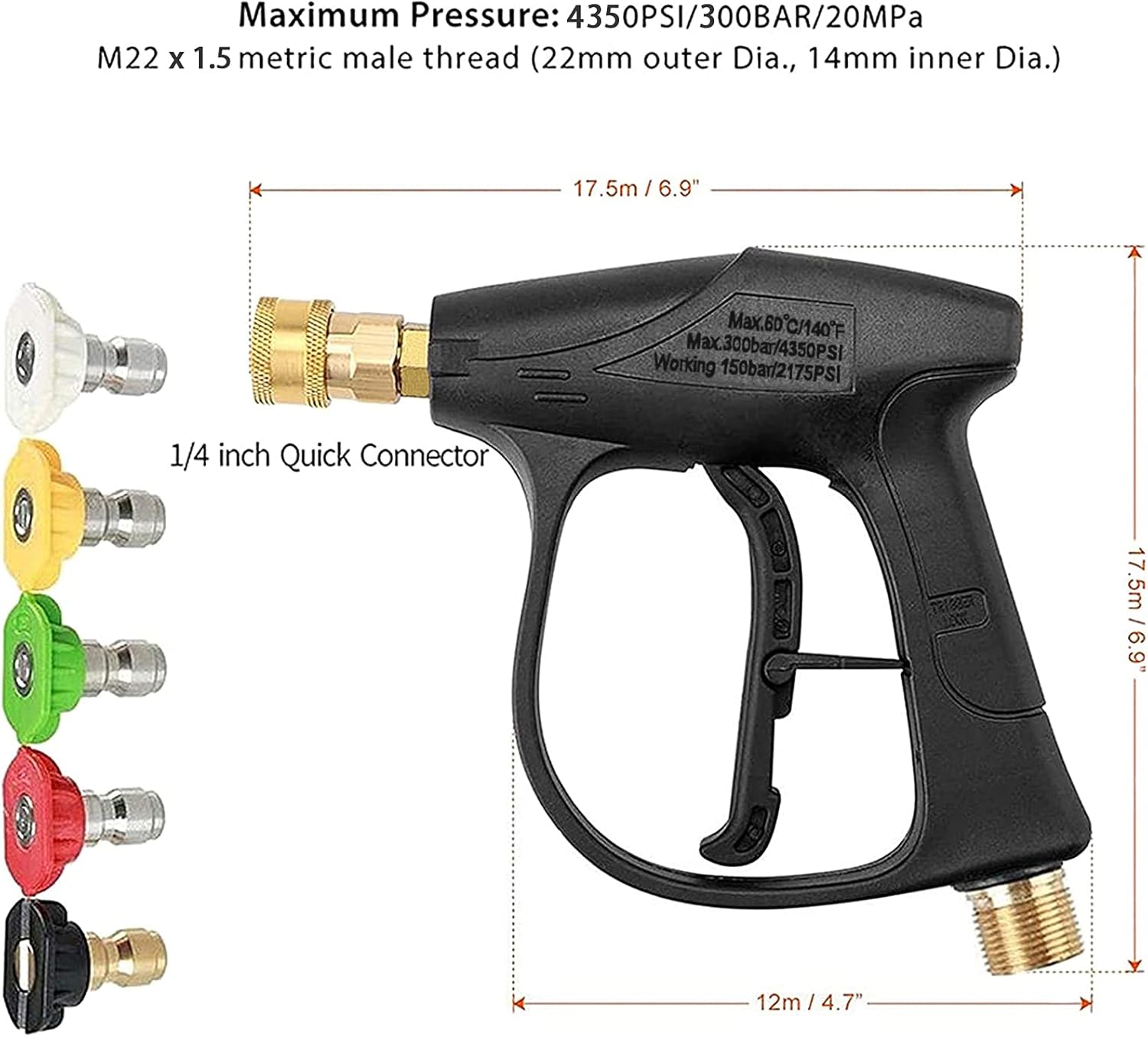 Thumbnail 4 de Stone Banks Pistola a Spruzzo per Idropulitrice con 5 Ugelli e Attacco Rapido 1/4" – Robustezza e Versatilità per Auto e Cortile