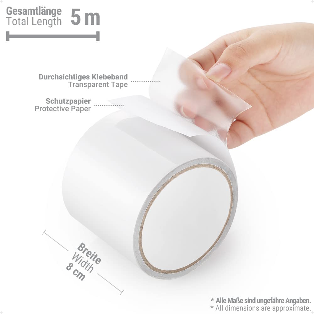 Thumbnail 4 de ecooe Zelt-Klebeband (Reparaturband) transparent, 5 m x 8 cm – wasserdichte PET-Flickhilfe fürs Zelt