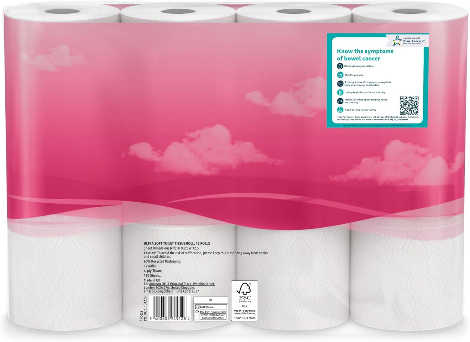 Thumbnail 6 de by Amazon Ultra Soft Toilet Tissue, 4-ply, 12 Rolls (1 Pack of 12) – FSC Certified, Made in the UK