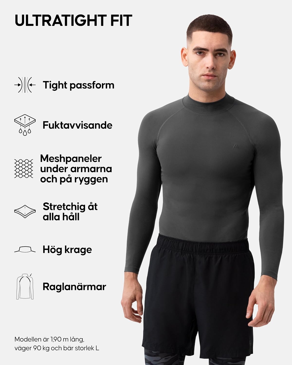 Detalle 2 de DANISH ENDURANCE kompressionströja för män, snabbtorkande och andningsbar