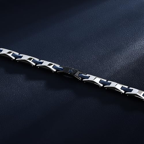 Detalle 2 de Maserati Bracelet Homme en Acier et Céramique – Collection CERAMIC, Bleu et Noir (JM424ATZ52)