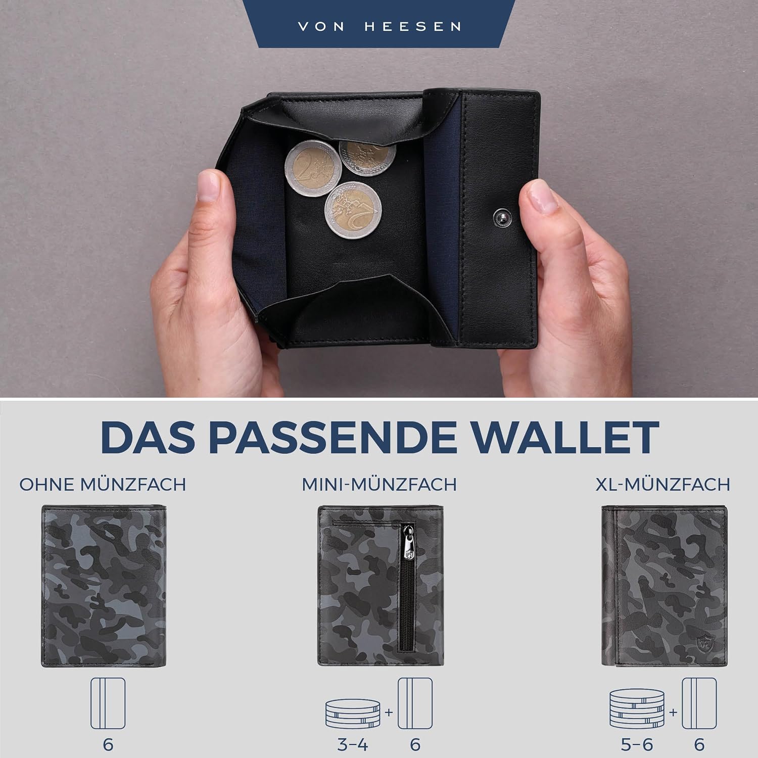 Thumbnail 5 de VON HEESEN Leder Geldbörse mit RFID Schutz