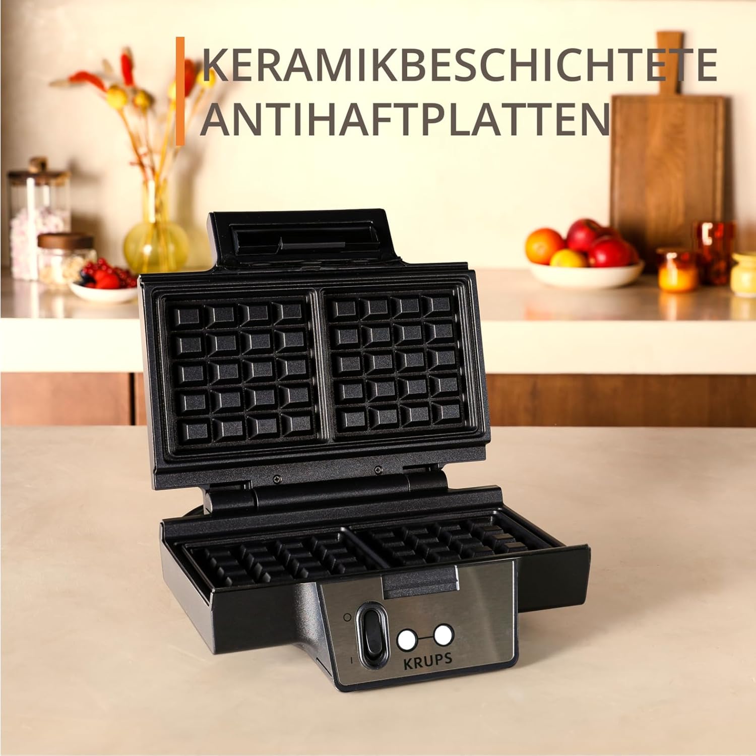 Thumbnail 2 de Krups FDK Iconic Waffeleisen FDK261 – 850 W, Keramikbeschichtete Antihaftplatten, vertikale Aufbewahrung
