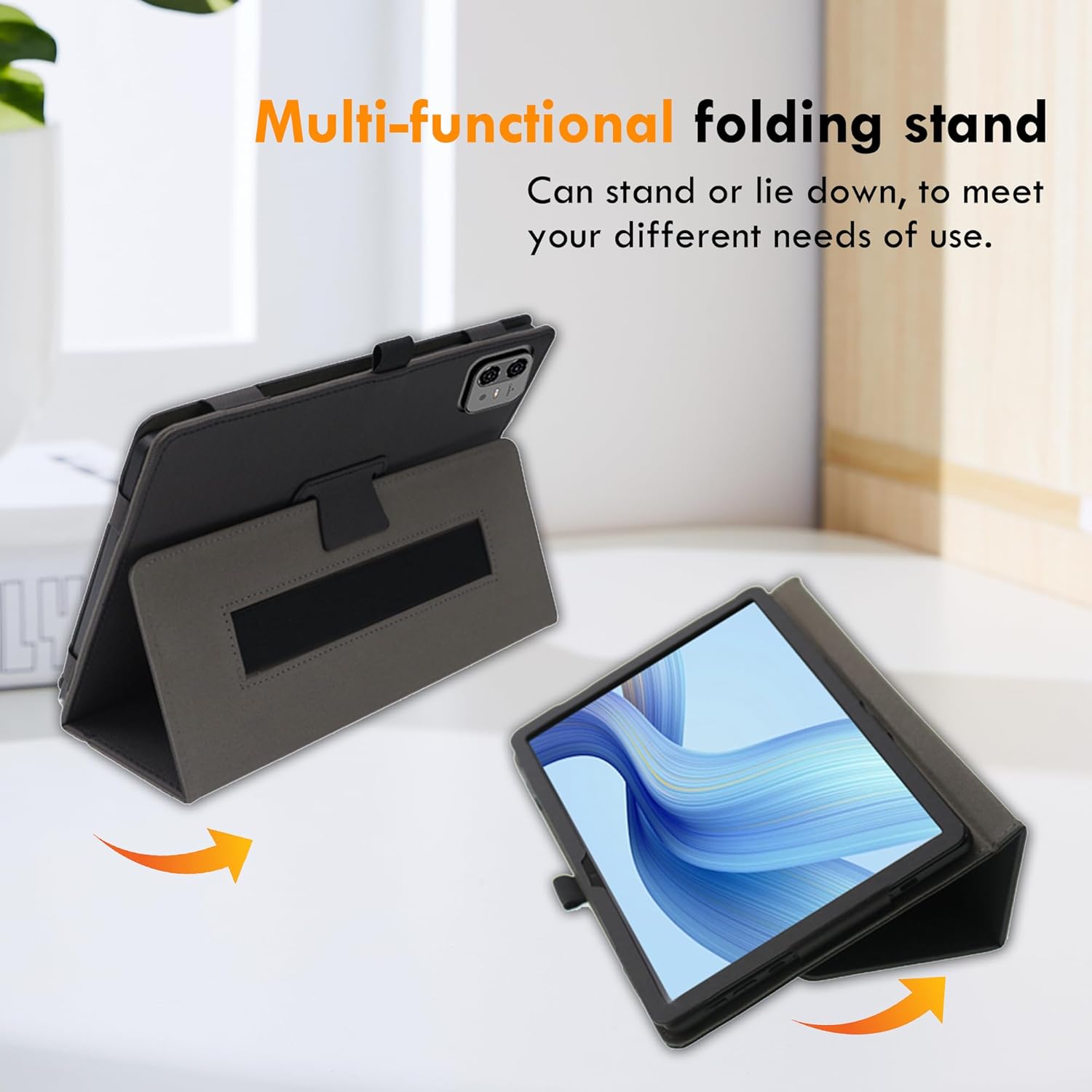 Thumbnail 4 de zZjoOoj Schutzhülle für TECLAST ArtPad Pro 12,7 Zoll – Ultra-dünnes PU Case mit Vertikalständer und Anti-Kratzen Folie (Schwarz)