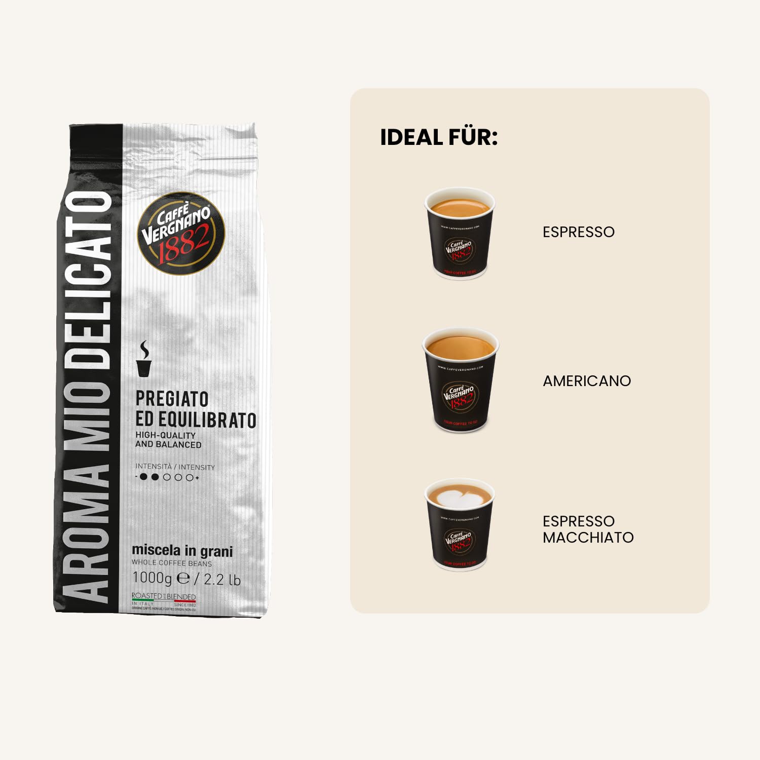 Thumbnail 4 de Caffè Vergnano 1882 Aroma Mio Delicato (Mild) – Kaffeebohnen 1 kg