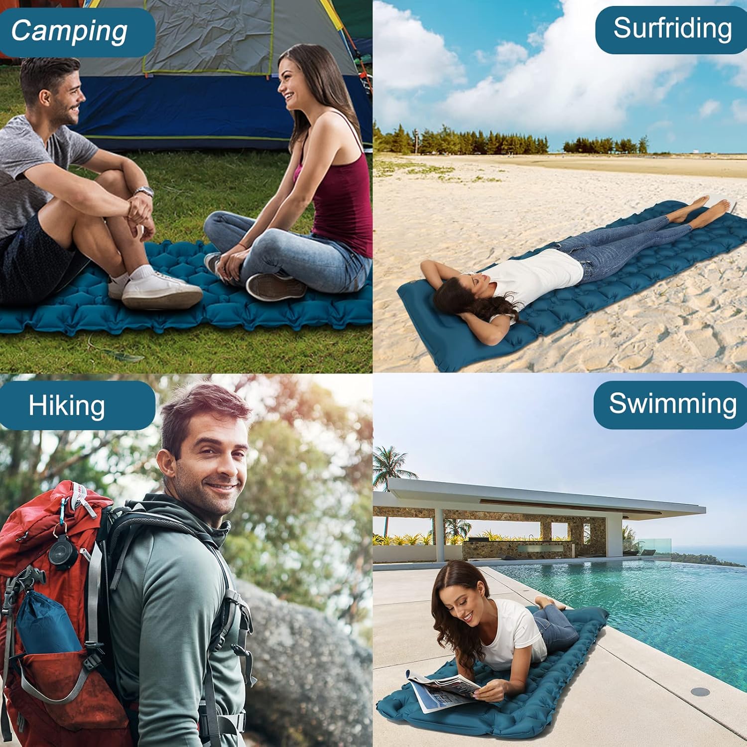 Thumbnail 6 de NHOWIN Camping Mat: 9cm Thick Ultralight Inflatable Mattress with Built-in Foot Pump