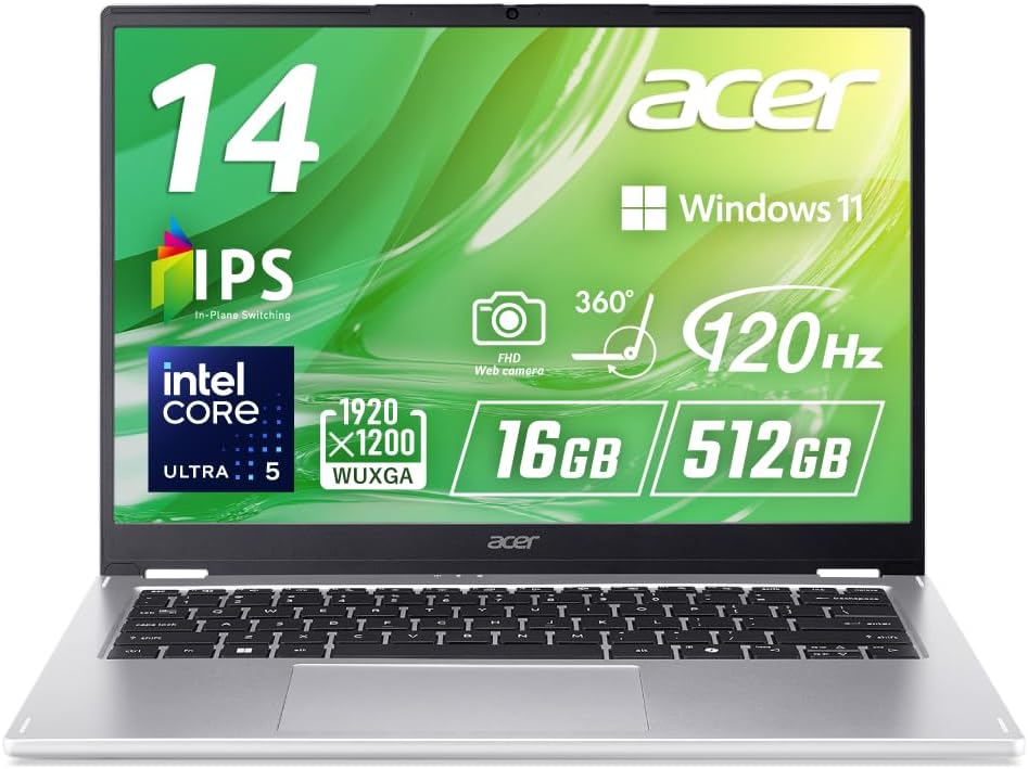 Detalle de Acer Aspire Spin 14 ASP14-51N-F56Y 14インチ WUXGA・120Hzタッチ対応2-in-1ノートPC