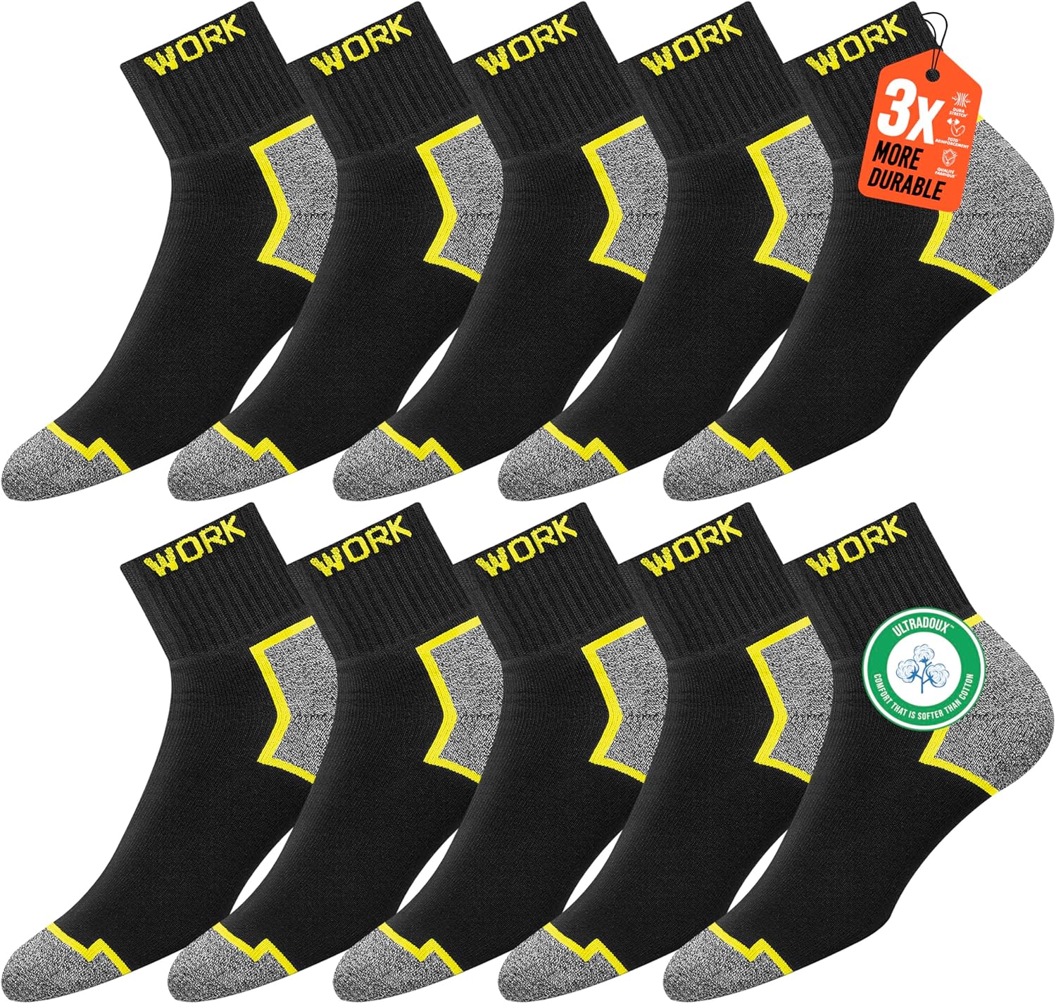 Detalle de SOXCO 10 Paar kurze Arbeitssocken für Herren (Quarter Socken) – WORK Socks