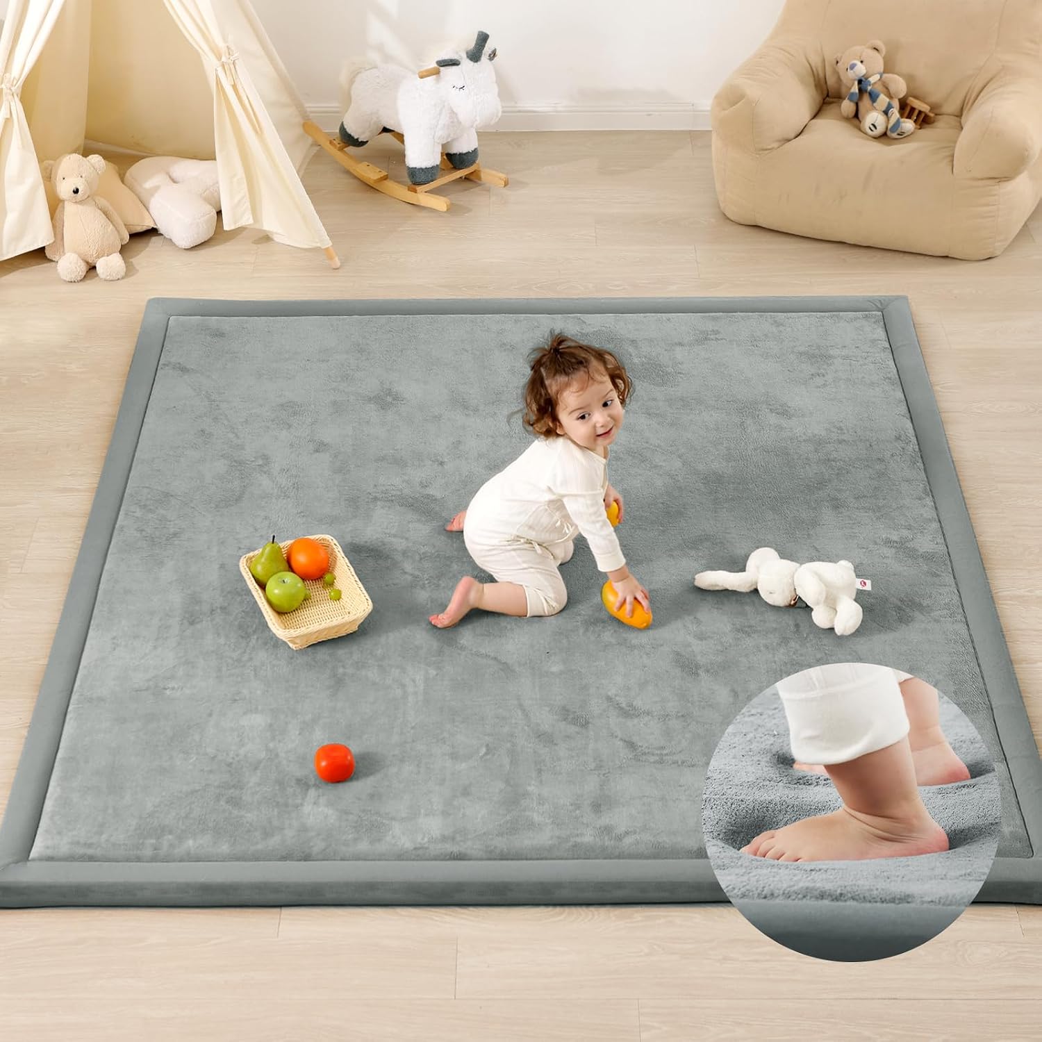 Detalle de PaPaMat 1.3" Thick Baby Play Mat, 59 x 71 Non-Slip Padded Floor Mat
