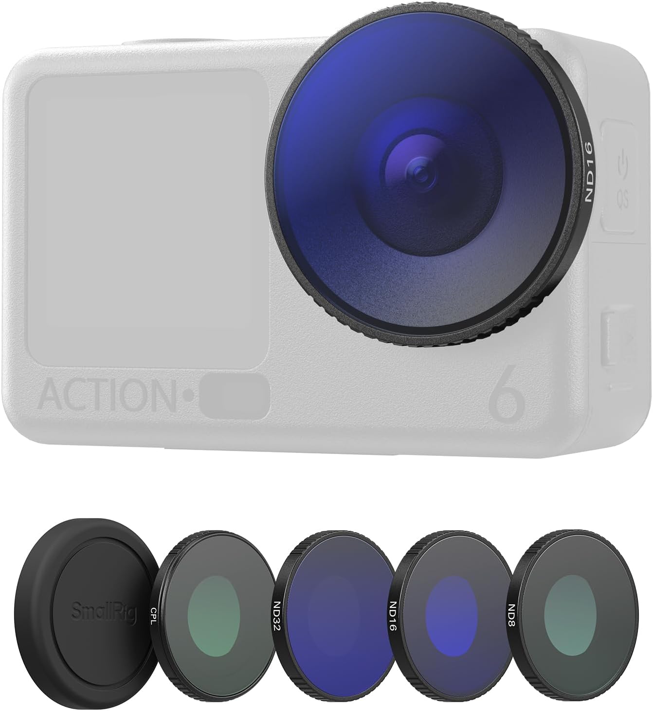 Detalle de SMALLRIG Gewindefilter-Kit für DJI Osmo Action 6 (4er-Pack): ND8/ND16/ND32 + CPL