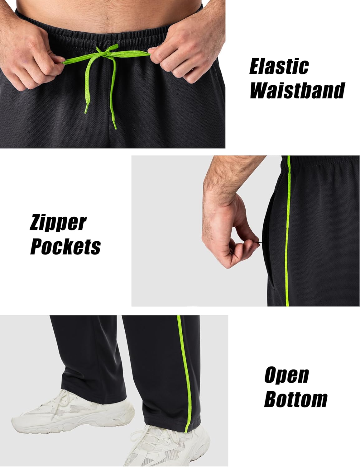 Detalle de EKLENTSON Herren Trainingshose Jogginghose mit Mesh und Reißverschluss-Taschen