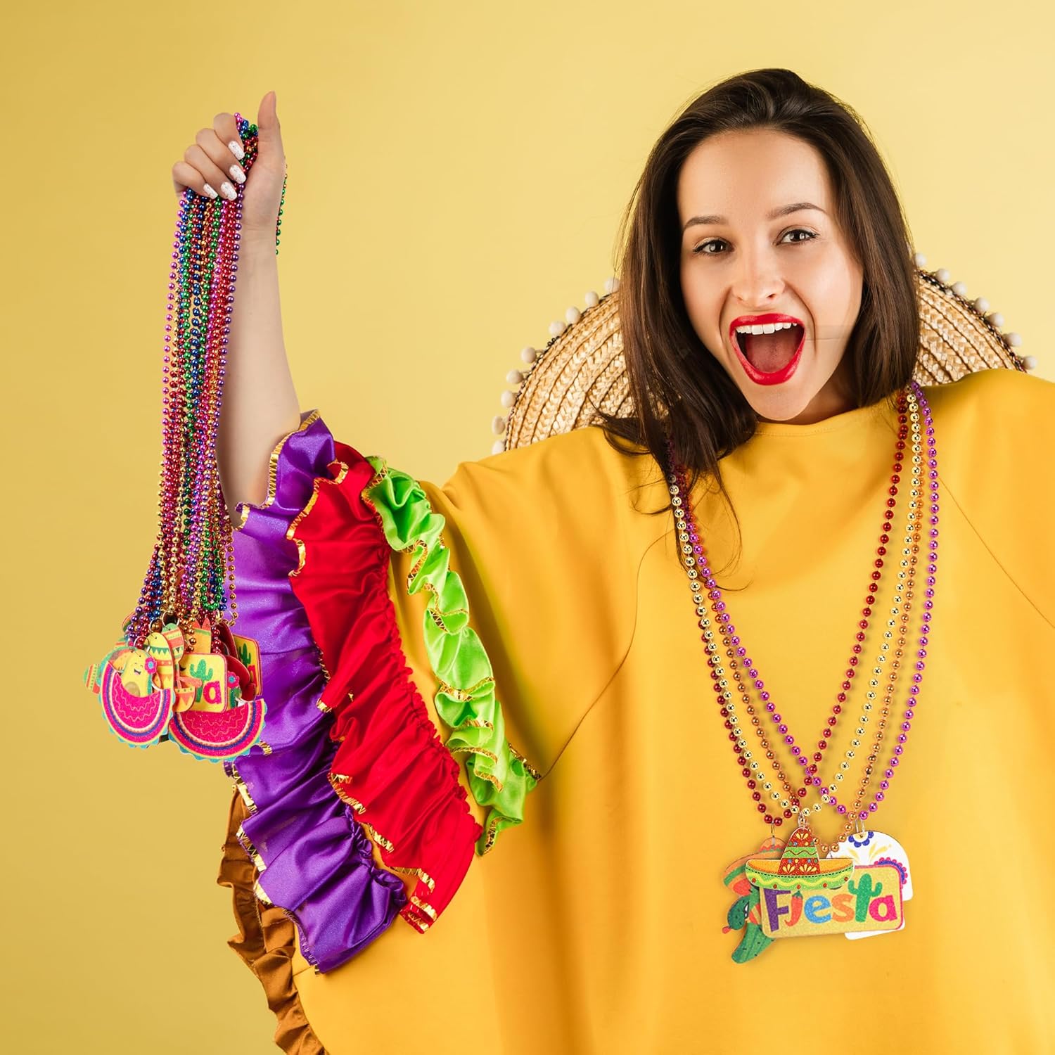 Thumbnail 4 de EOBOH Cinco de Mayo Party Favors (12 pcs) Metallic Bead Necklace Set with 12 Designs