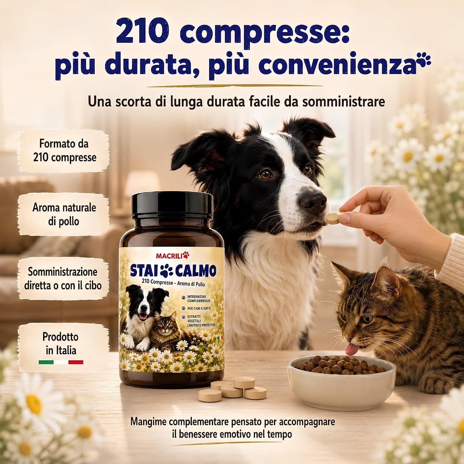 Thumbnail 6 de MACRILI Calmante Cane e Gatto 210 Compresse Aroma Pollo: supporto calmante per cani e gatti nervosi
