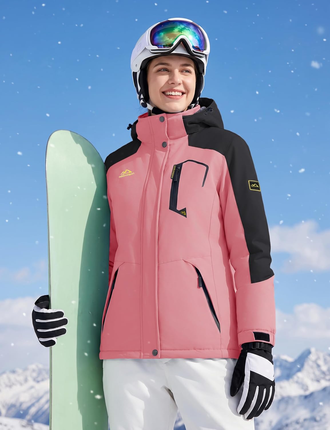 Detalle 2 de TACVASEN Women’s Winter Ski Jacket, Waterproof with Fleece-Lined Hood and 4 Zipper Pockets