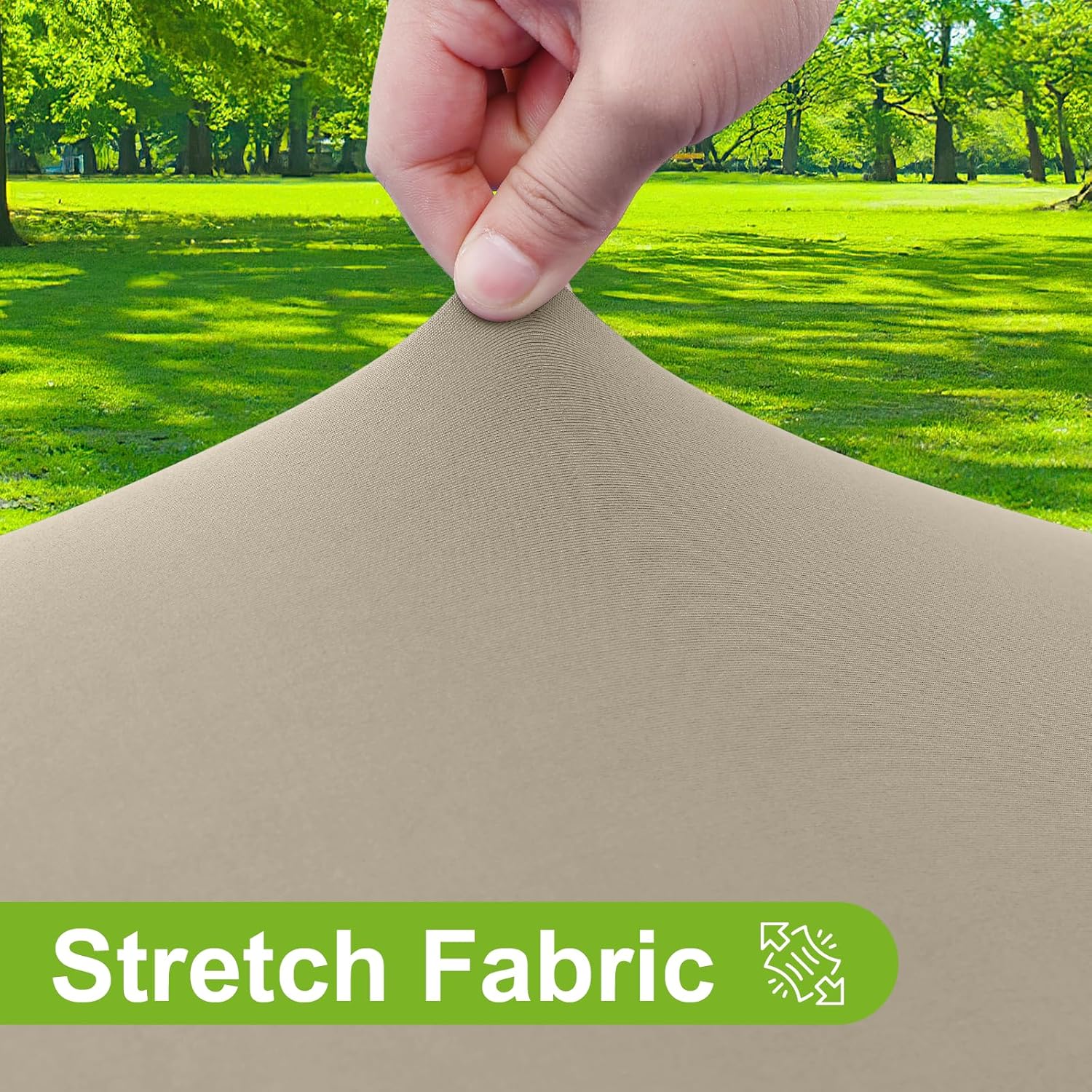 Thumbnail 1 de Smiry Round Spandex Tablecloth (Taupe) – Elastic Fitted, Waterproof & Washable for 45"–56" Tables