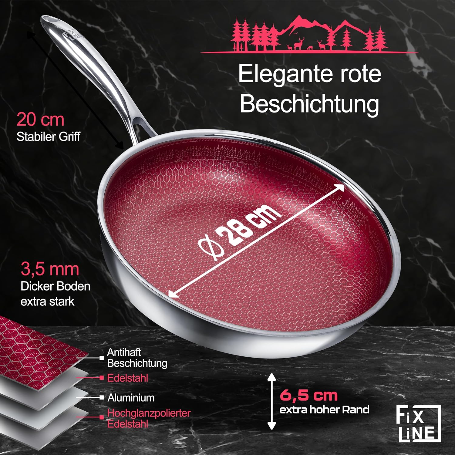 Thumbnail 2 de FIXLINE BLACK FOREST Servierpfanne 28cm RED Edition